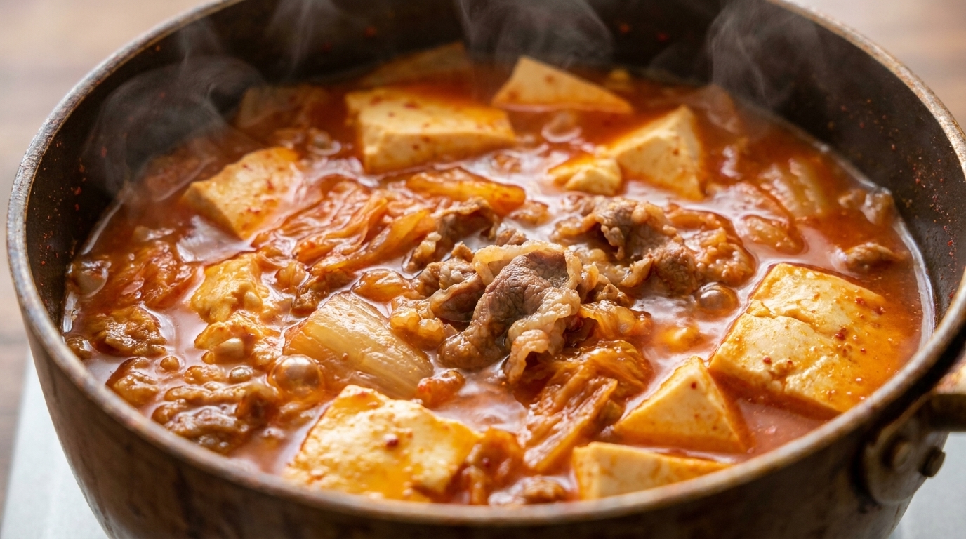 牛バラ肉の簡単キムチチゲ（スンドゥブ風）