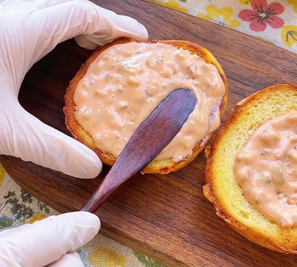 とろけるチーズとベーコンが挟まれた高さのあるビーフバーガーが、新鮮な赤いミニトマトと一緒に木製のボードの上に置かれている様子。