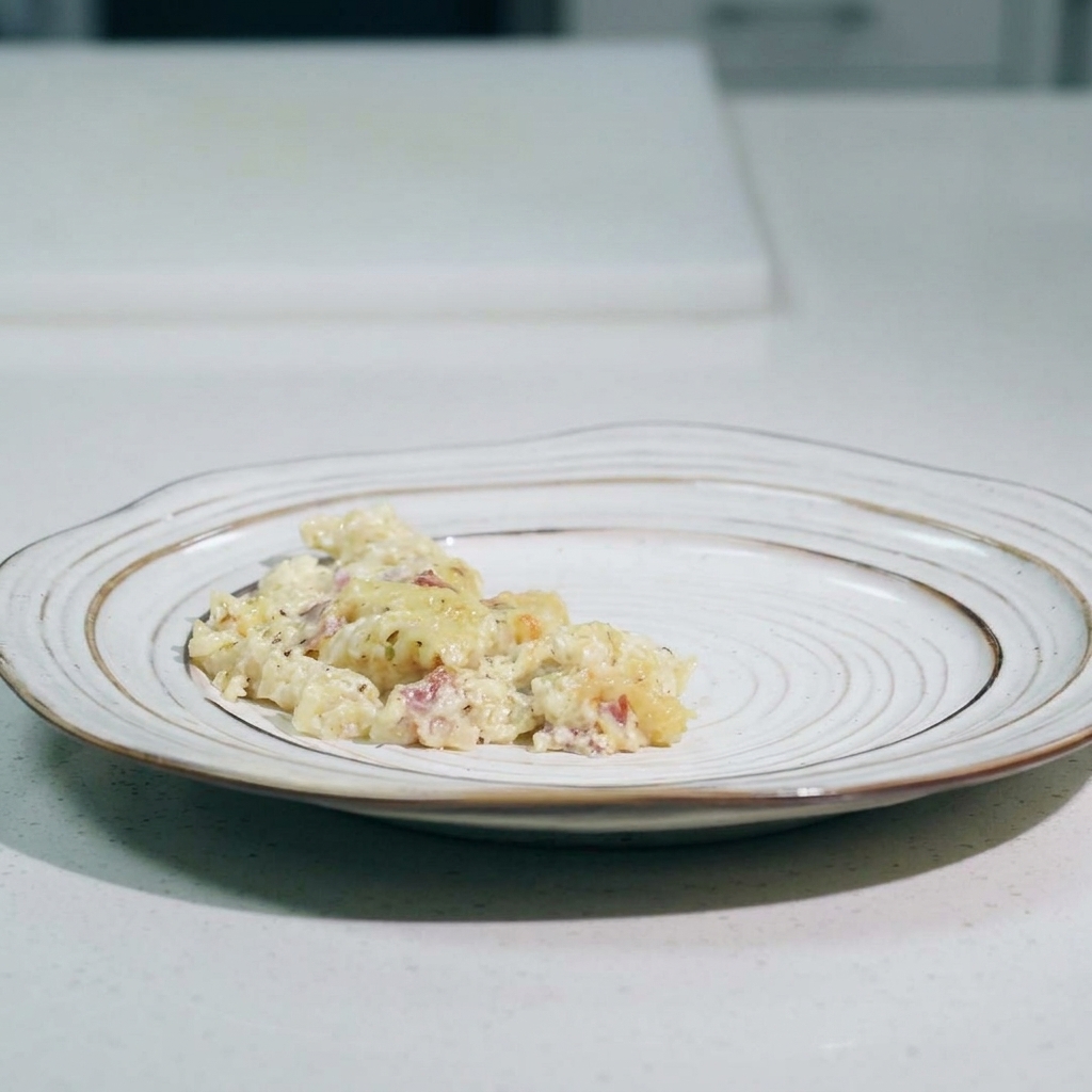 オーブン皿に入れたパスタの上に、たっぷりとチーズをかけている様子。