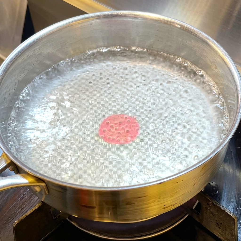泡立つ沸騰したお湯が入ったパスタ鍋