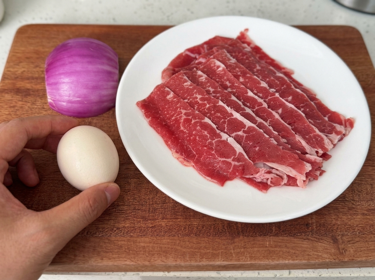 熱したフライパンで焼き色がつくように焼かれている牛肉。
