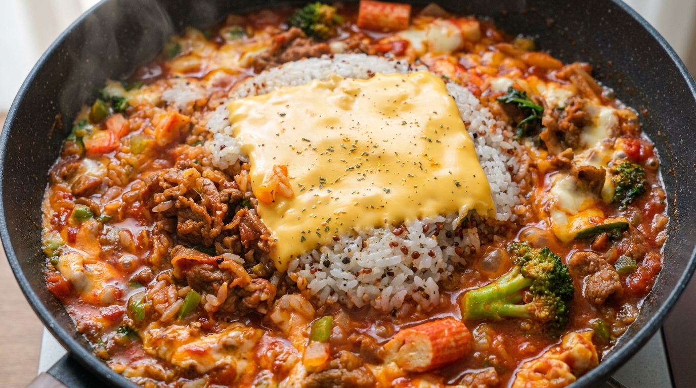 牛肉とチーズの旨味たっぷりライススキレット