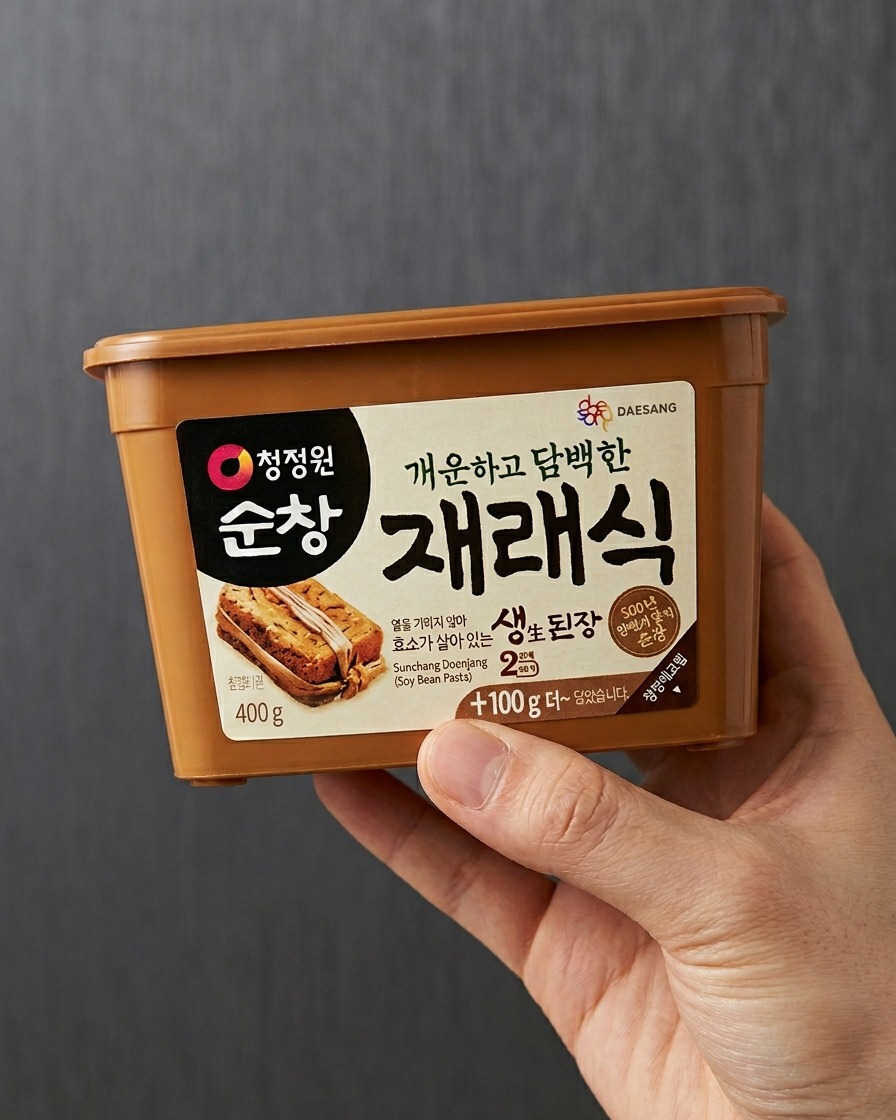 鍋の中で牛肉に韓国味噌とみじん切りにしたにんにくを混ぜ合わせている様子。
