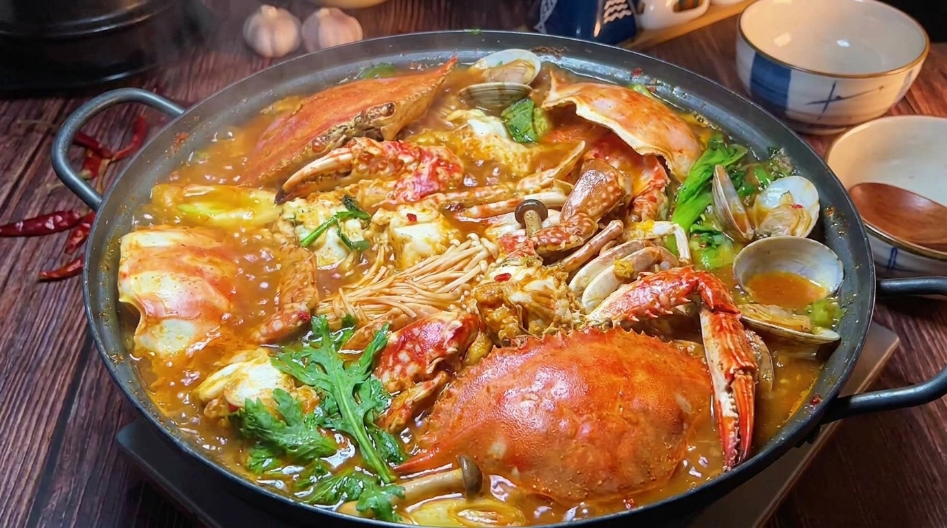 韓国風スパイシーカニとキムチの鍋（コッケタン）