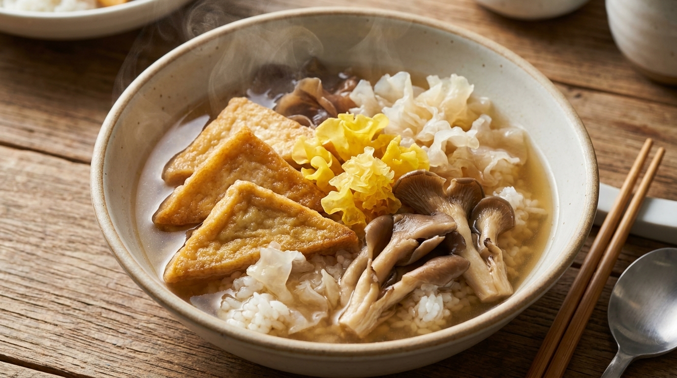 旨味たっぷり、きのこと豆腐の土鍋スープ