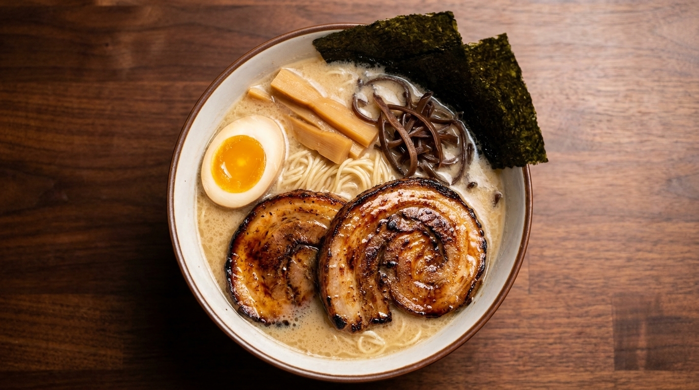 本格自家製チャーシューと濃厚豚骨ラーメン