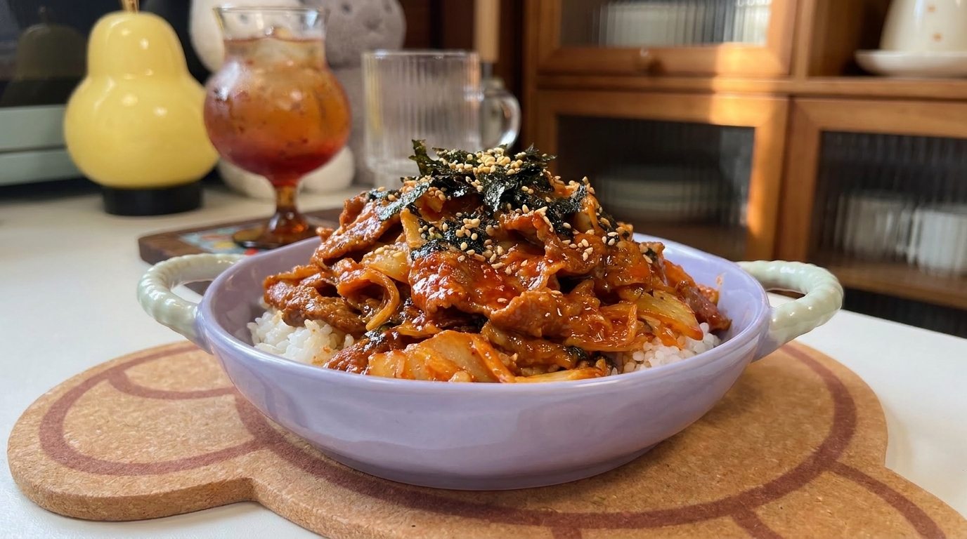 こってり旨辛！牛バラ肉のキムチ丼（キムチデップパプ）