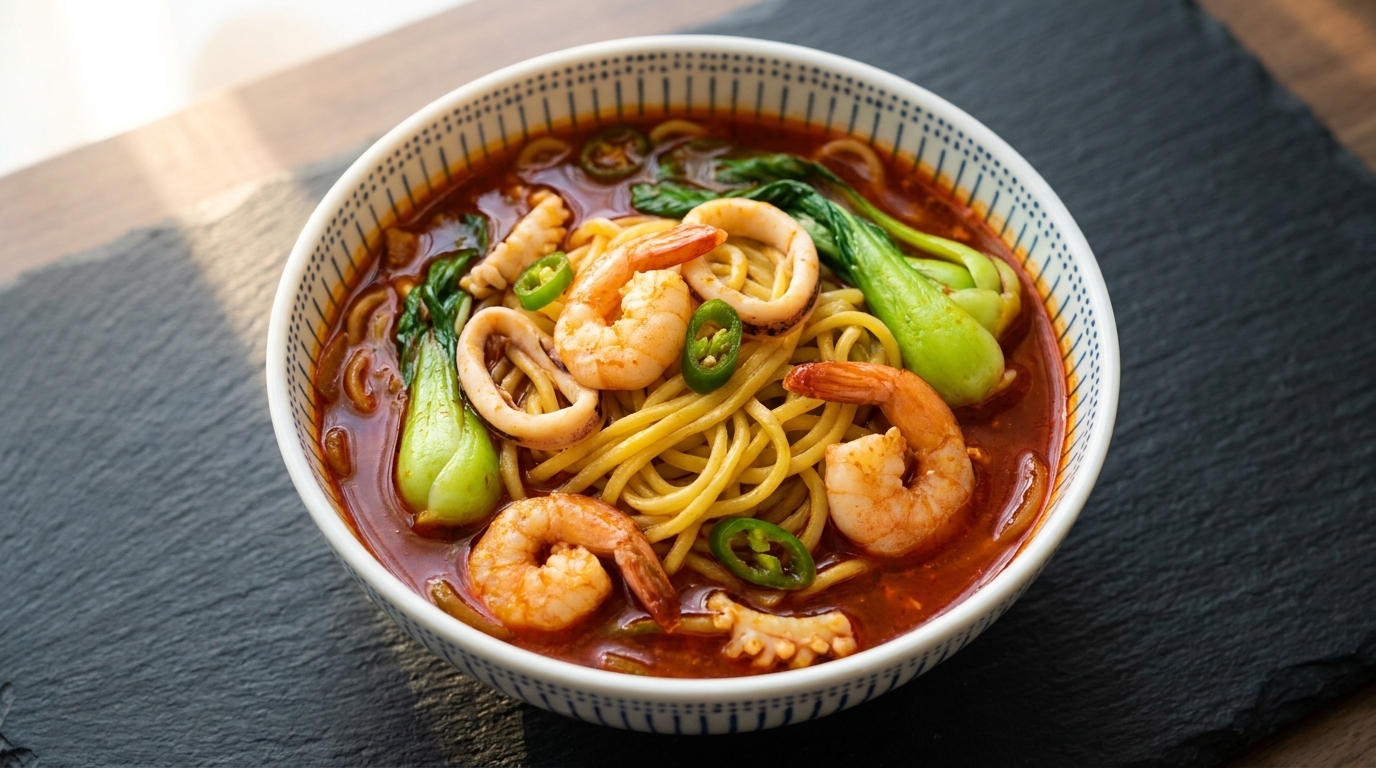 チャンポン（韓国風海鮮辛口麺）の作り方