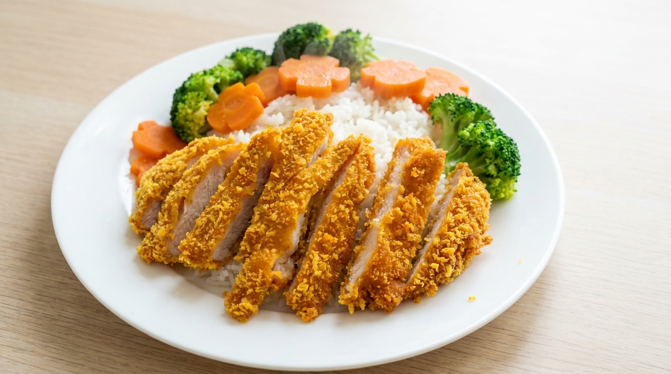 サクサクチキンカツと彩り野菜の盛り合わせご飯