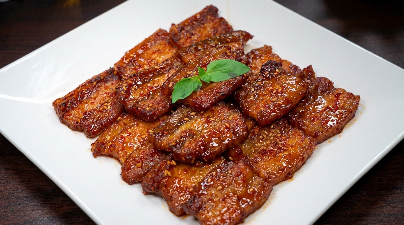 簡単！韓国風焼きサムギョプサル（豚バラ肉のオーブン焼き）