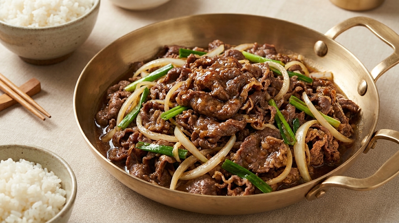 本場韓国のプルコギ（牛肉の甘辛炒め）