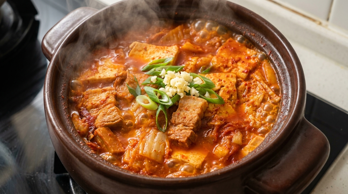 本格豚バラ肉のキムチチゲ（韓国風キムチ鍋）