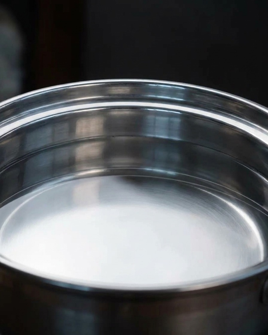沸騰したお湯の中で湯気を立てながら煮出されている大きなだし昆布。
