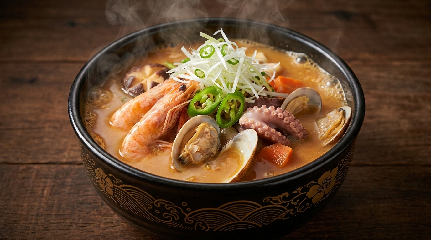 海鮮テンジャンチゲ（韓国風海鮮味噌鍋）のレシピ