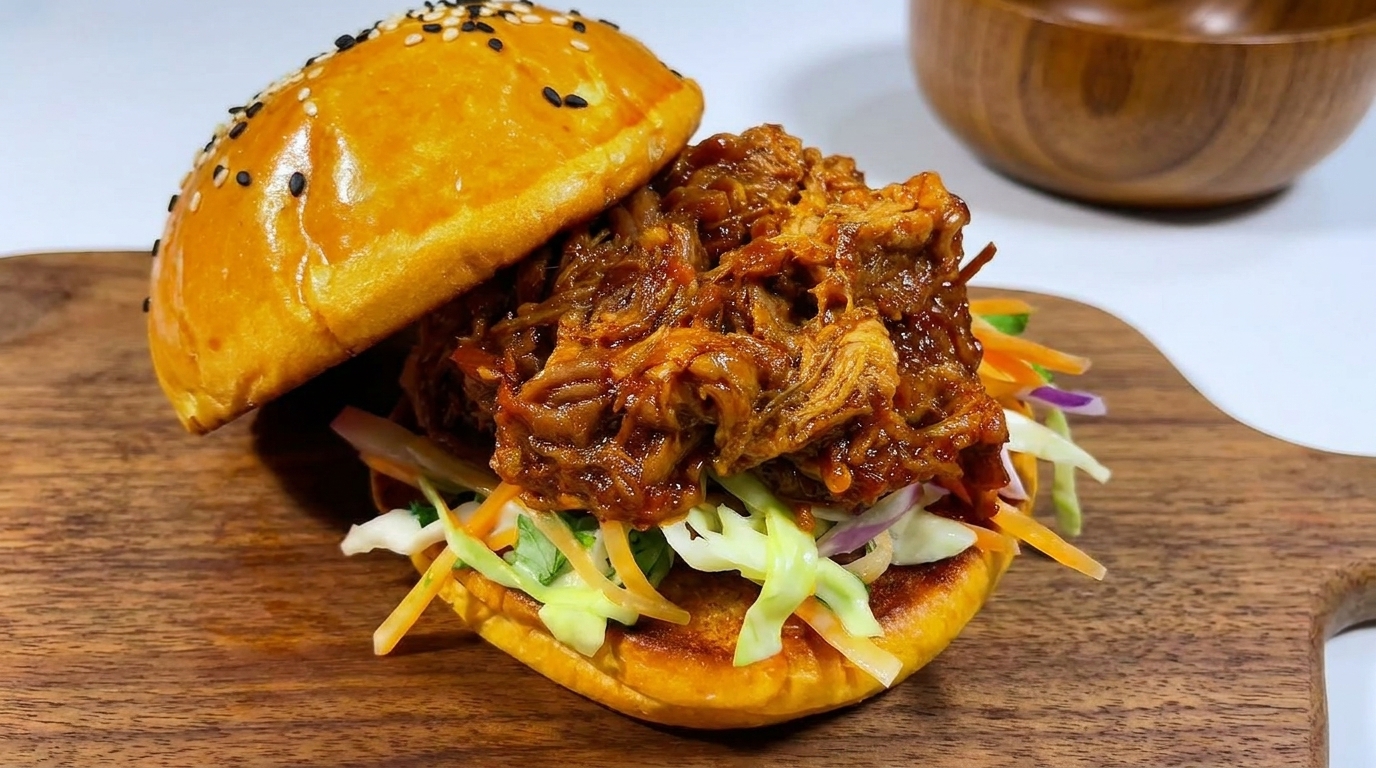 自家製コールスローと楽しむ本格BBQプルドポークバーガー