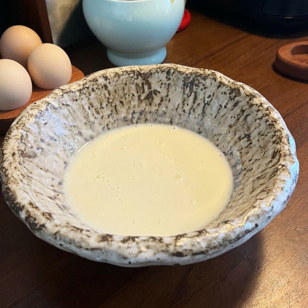 豆乳と味噌ペーストが溶け合った、クリーミーで白濁したスープが注がれた器。