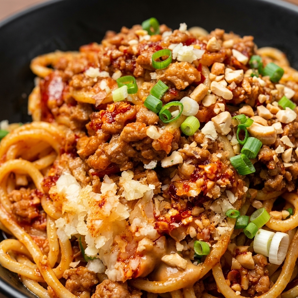 ソースに醤油を回し入れている様子。