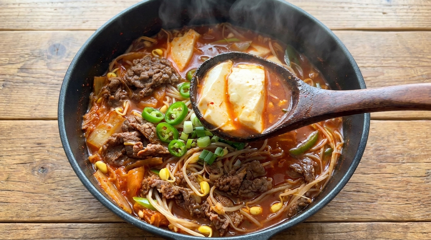 低カロリーキムチ牛肉豆腐スープ