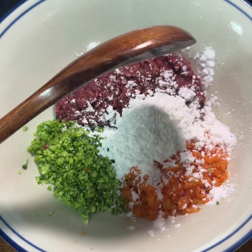 仕上げのトッピングをふりかけている様子。