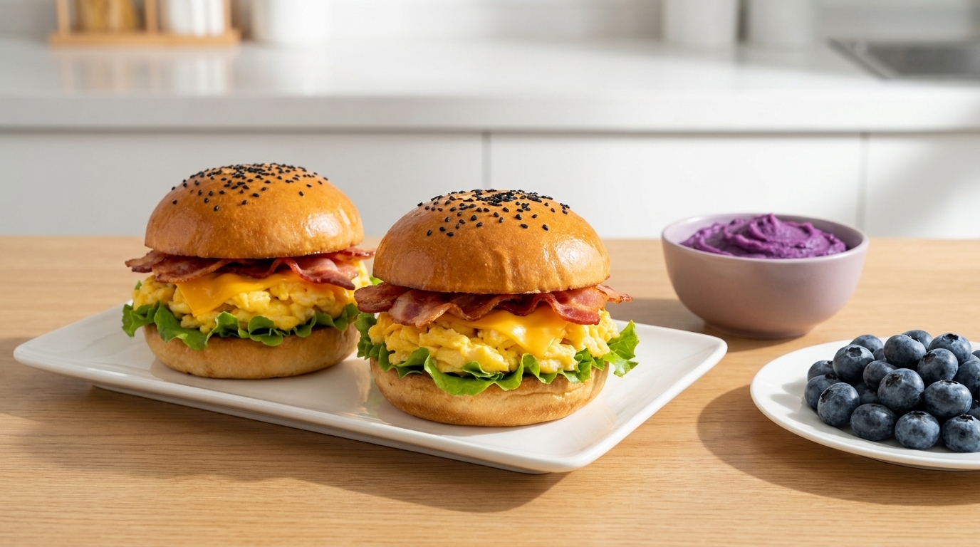 10分で完成！朝のベーコンエッグバーガー