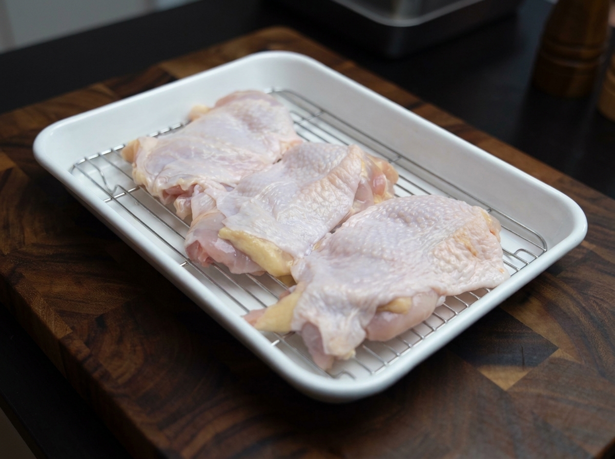 骨を外して平らに広げた鶏もも肉。