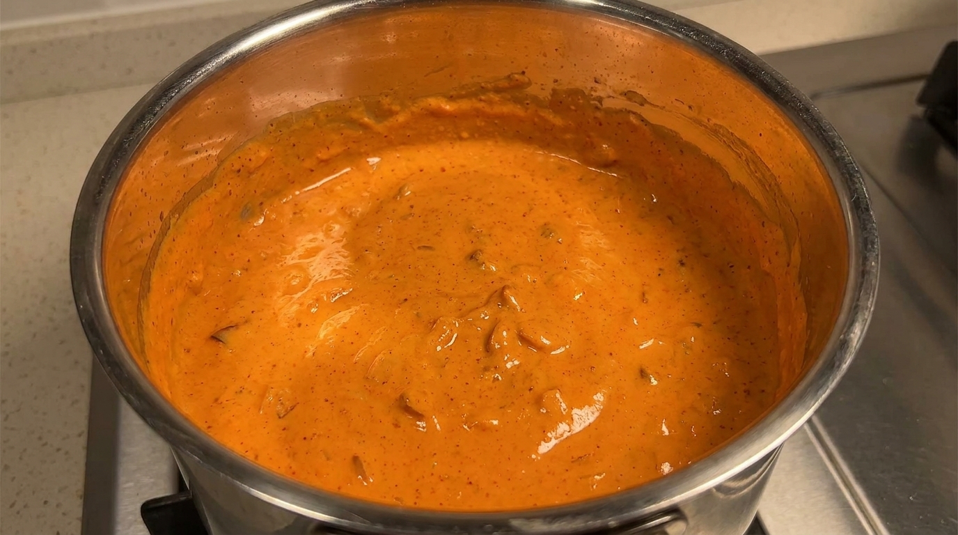 スパイスの風味が効いた、クリーミーで鮮やかなオレンジ色のメキシカン・スモーキーソース。