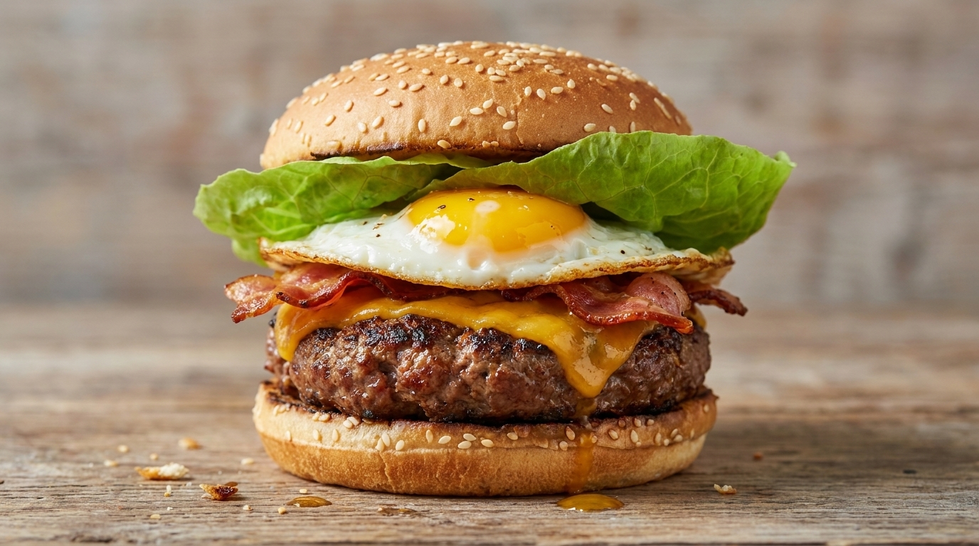 究極の自家製スモークベーコンエッグバーガー