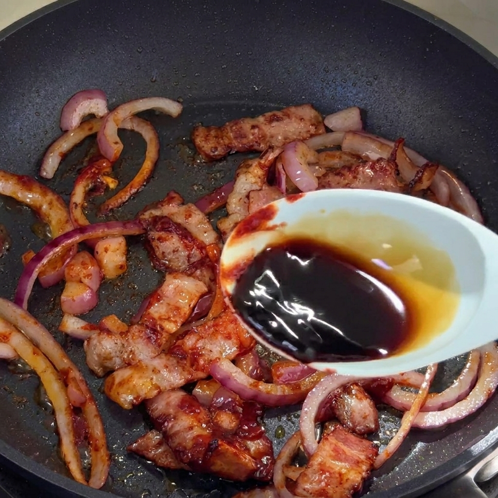 薄口醤油を加えている様子