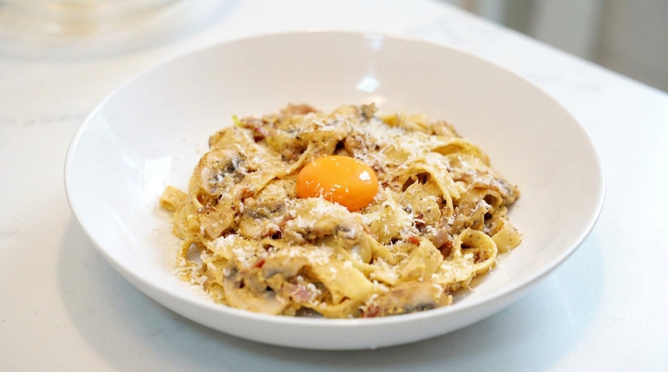 ミシュランスタイルの黒トリュフと卵黄のパスタ