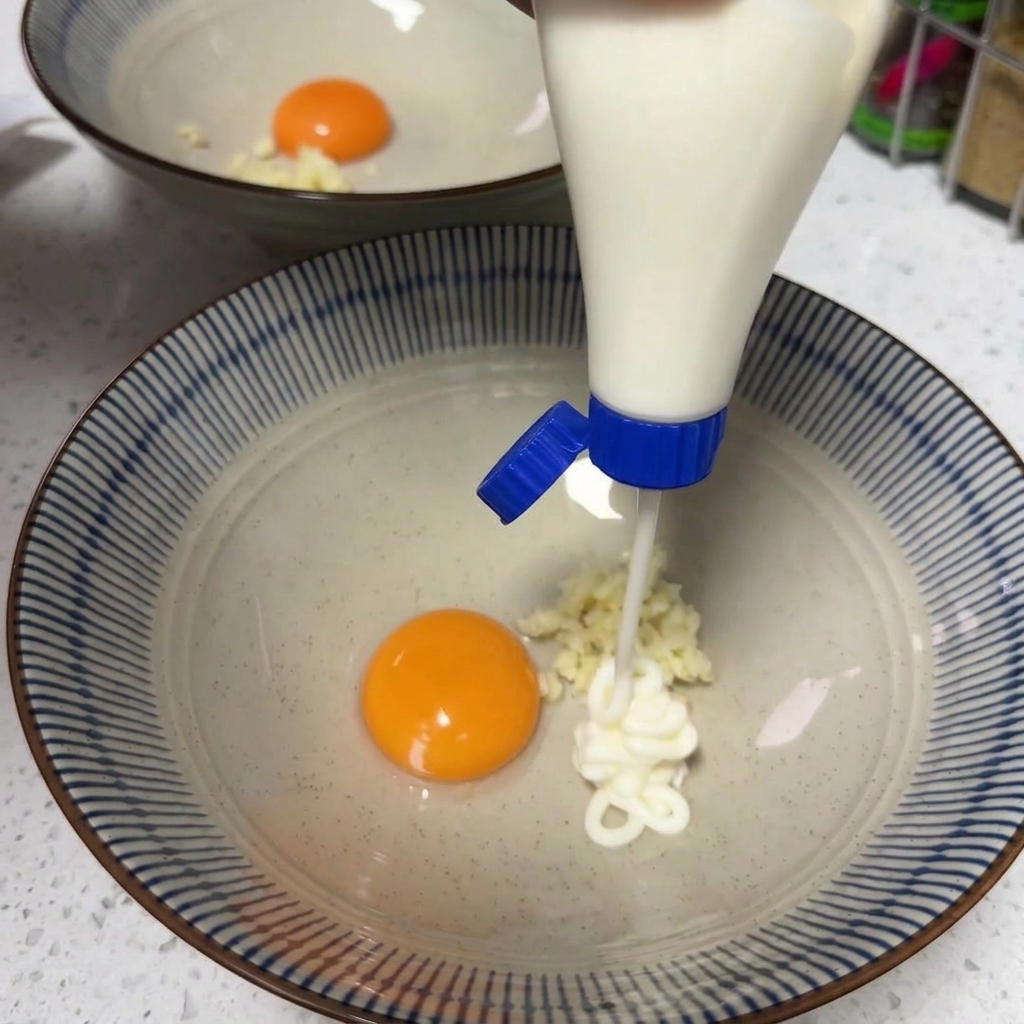 器に投入されるインスタントラーメンのスープ粉末。