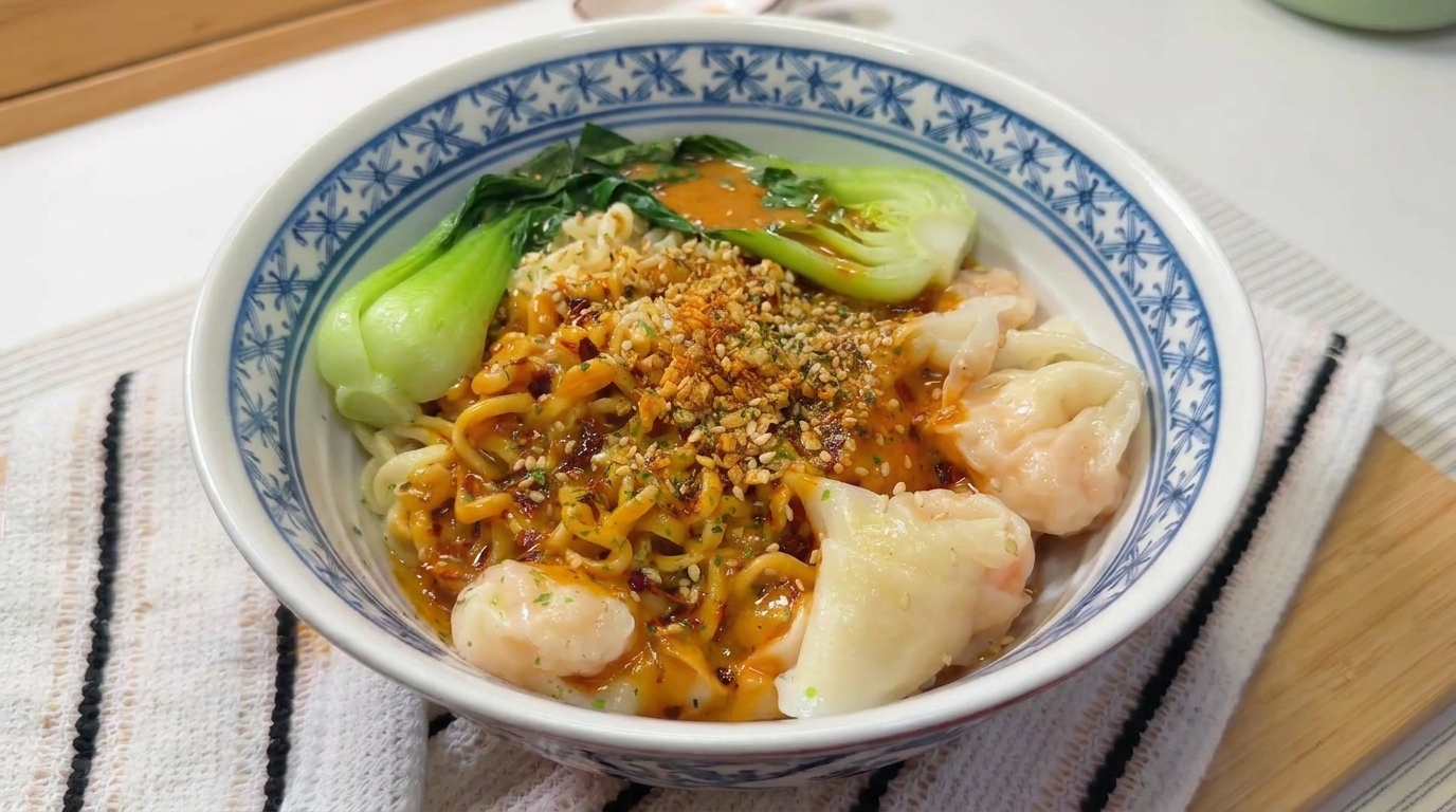 スパイシー胡麻だれ海老ワンタン麺