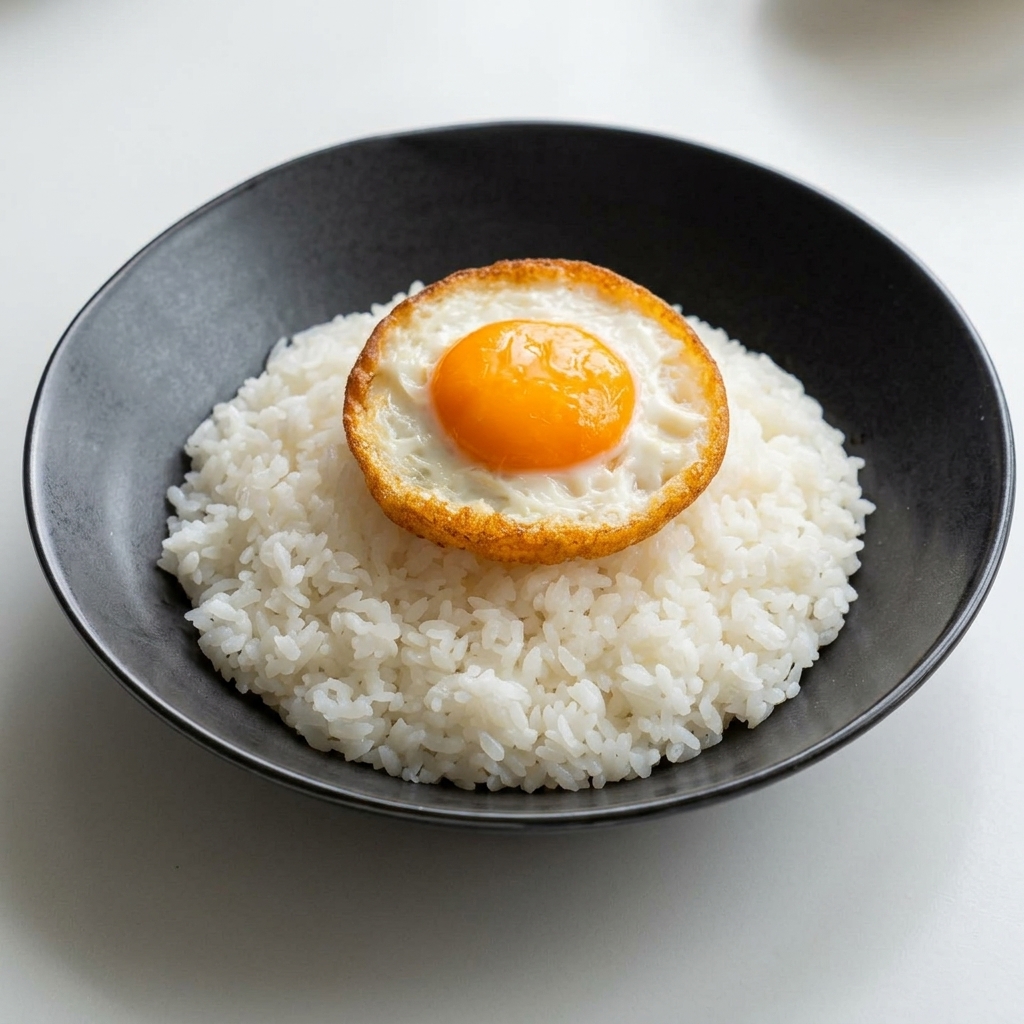 ご飯の上に牛肉と玉ねぎをきれいに盛り付けている様子。