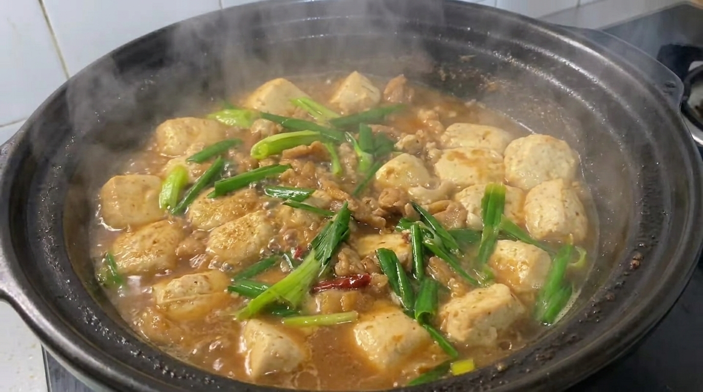 豚バラ肉と臭豆腐の土鍋煮込み
