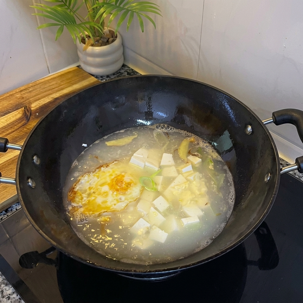スープの味を調えている様子。