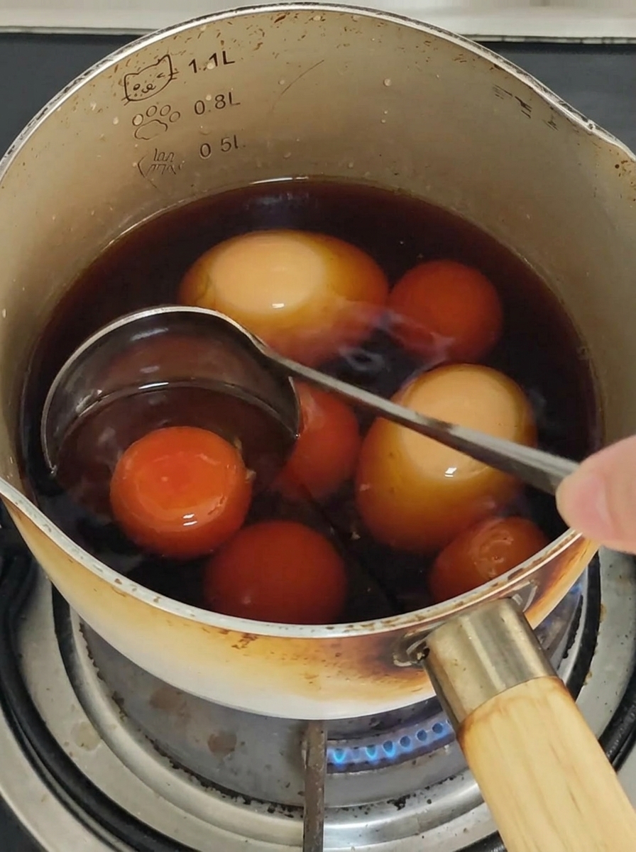 フライパンでパスタを箸でかき混ぜている様子