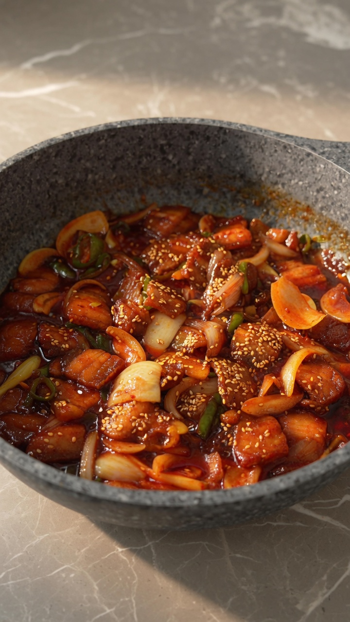 旨辛！韓国豚バラ肉の炒め物（チェユクポックム）