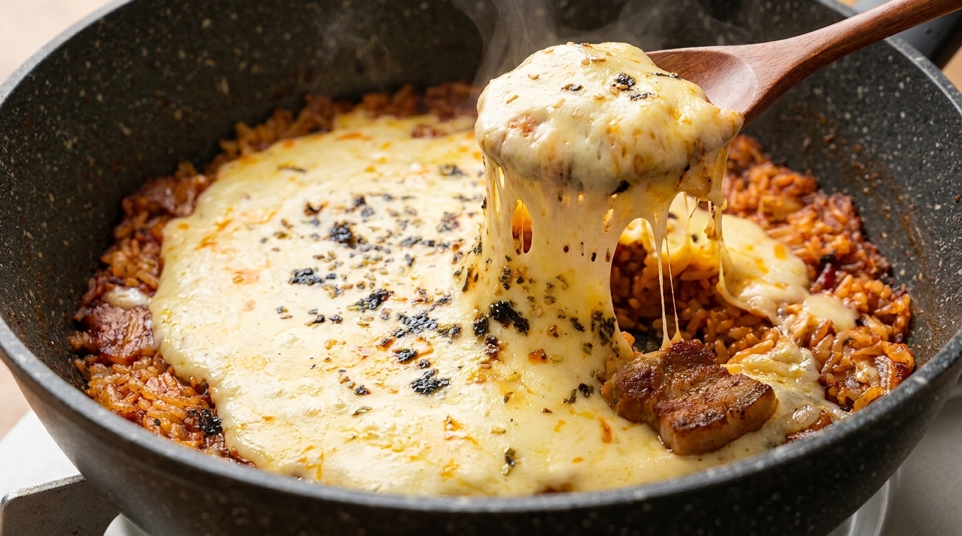 豚バラ肉のキムチチーズ炒飯