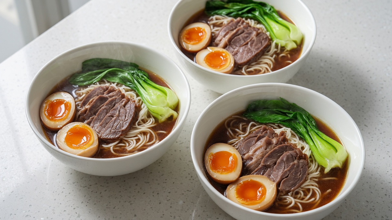 牛すね肉の煮込み麺 煮卵添え