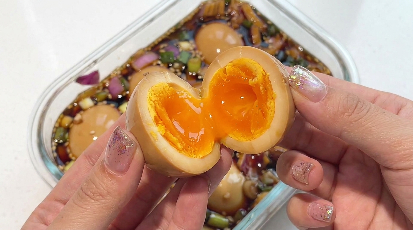 とろとろ半熟！特製醤油の味付け玉子