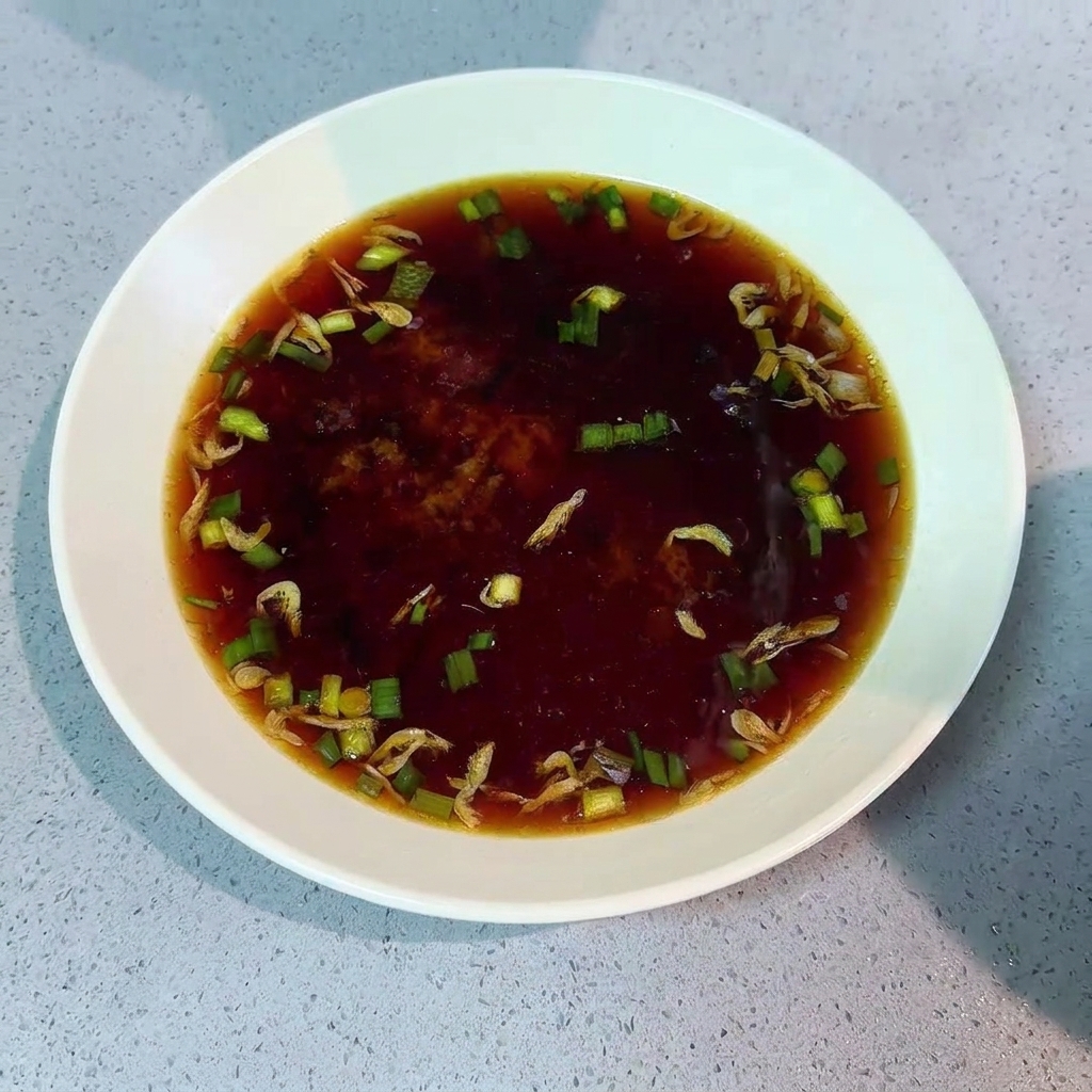 茹で上がった麺をすくい上げ、丼に移す様子。