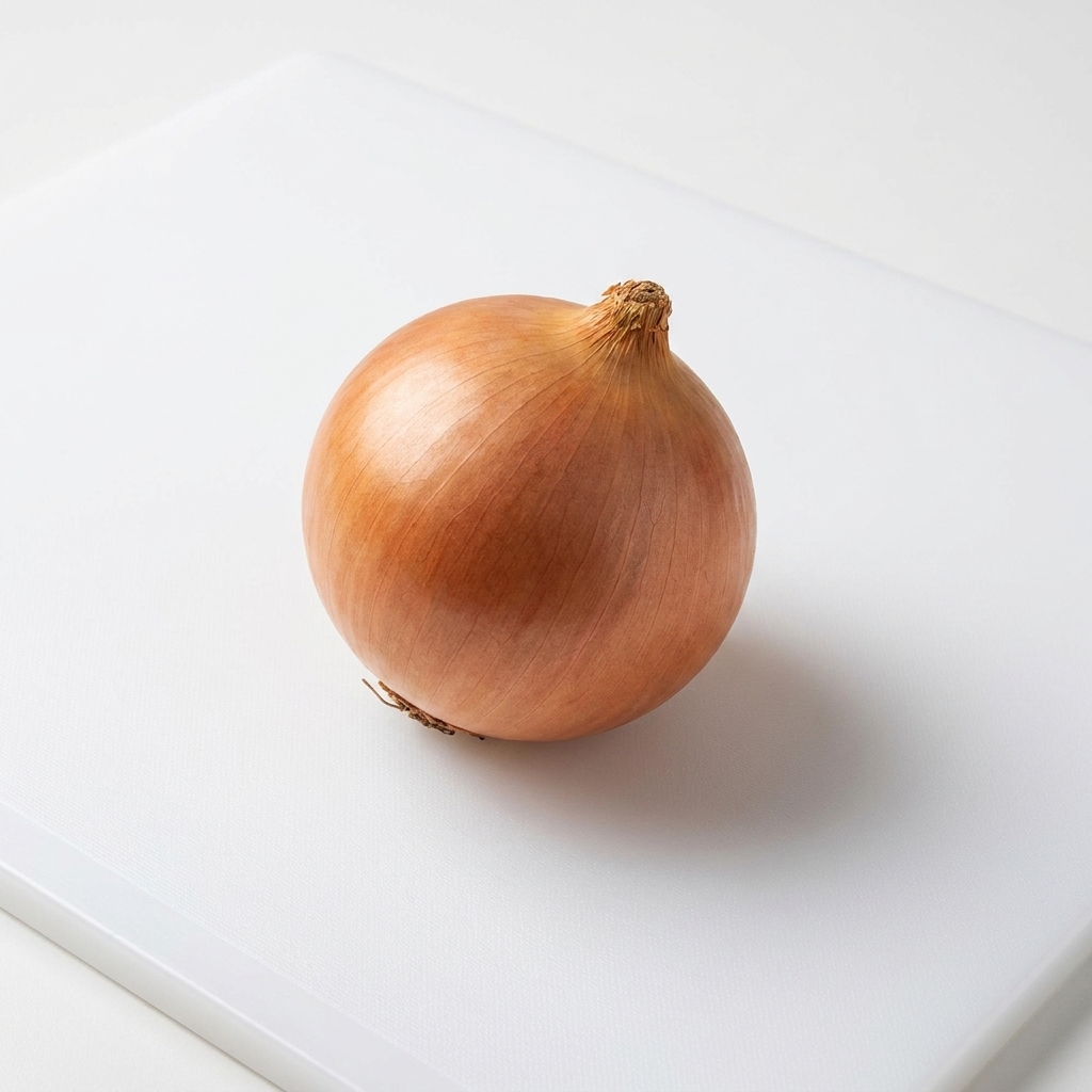 まな板の上で玉ねぎをカットしている様子。