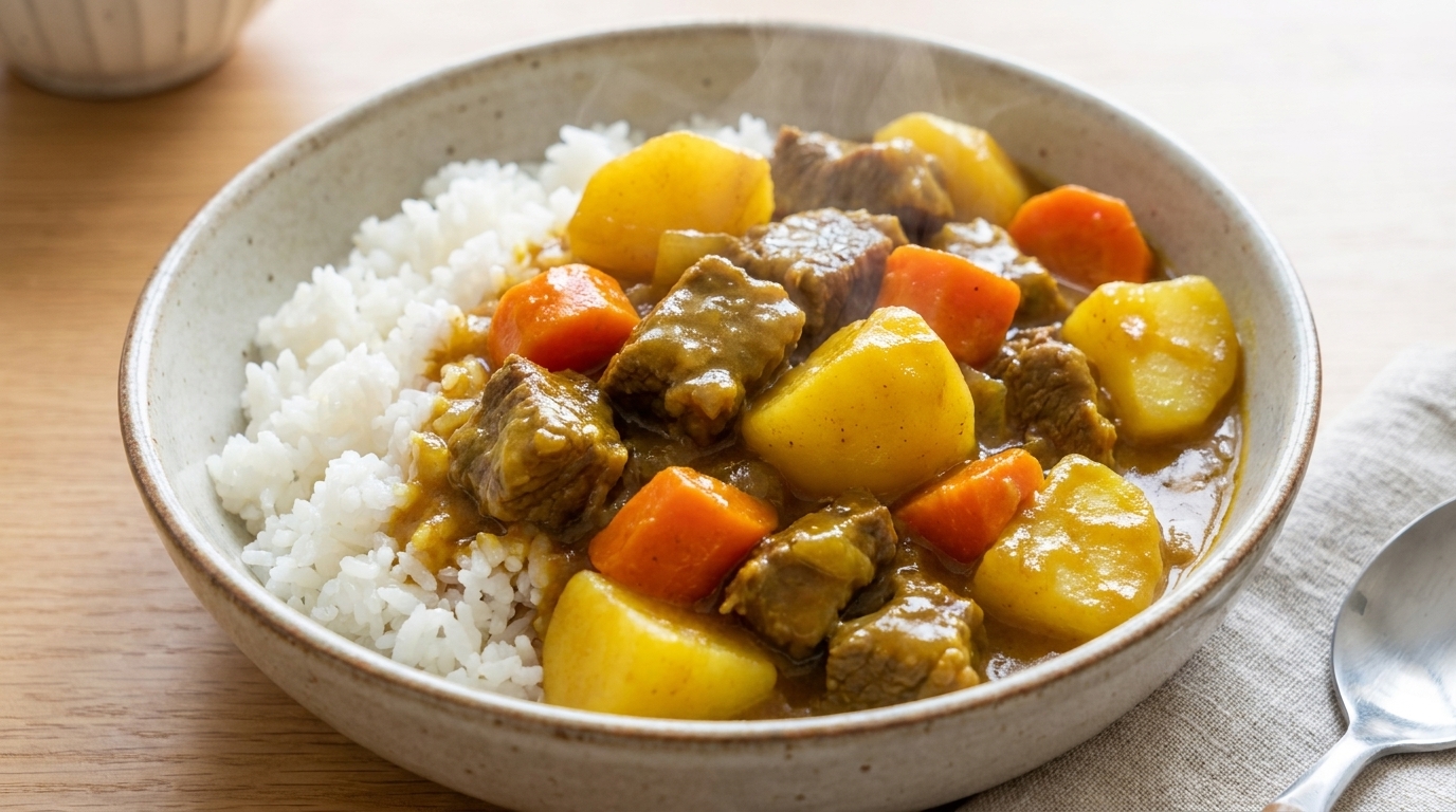 定番の牛バラ肉カレー丼