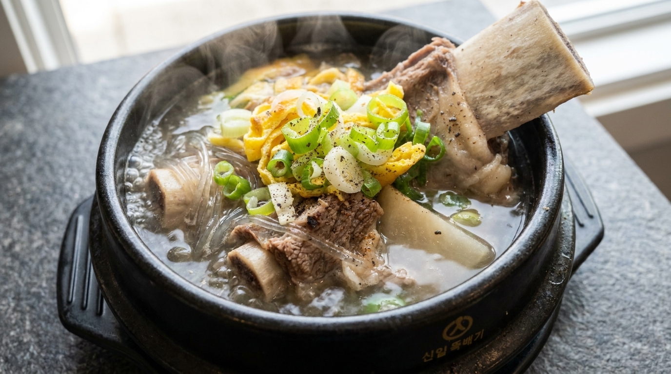 本格韓国料理：じっくり煮込んだ牛テールスープ（カルビタン）