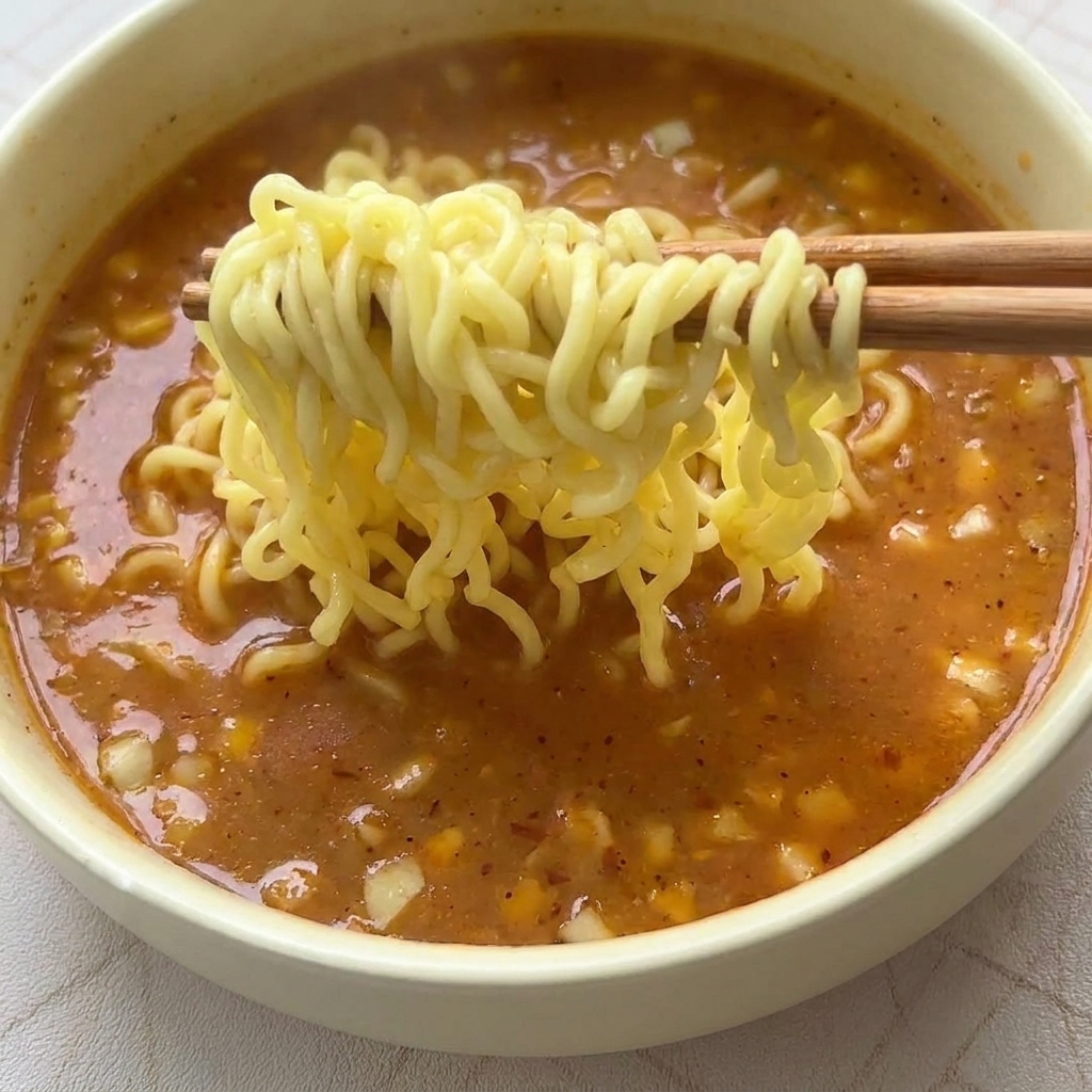 茹で上がった麺をクリーミーなソースが入ったボウルに移している様子。