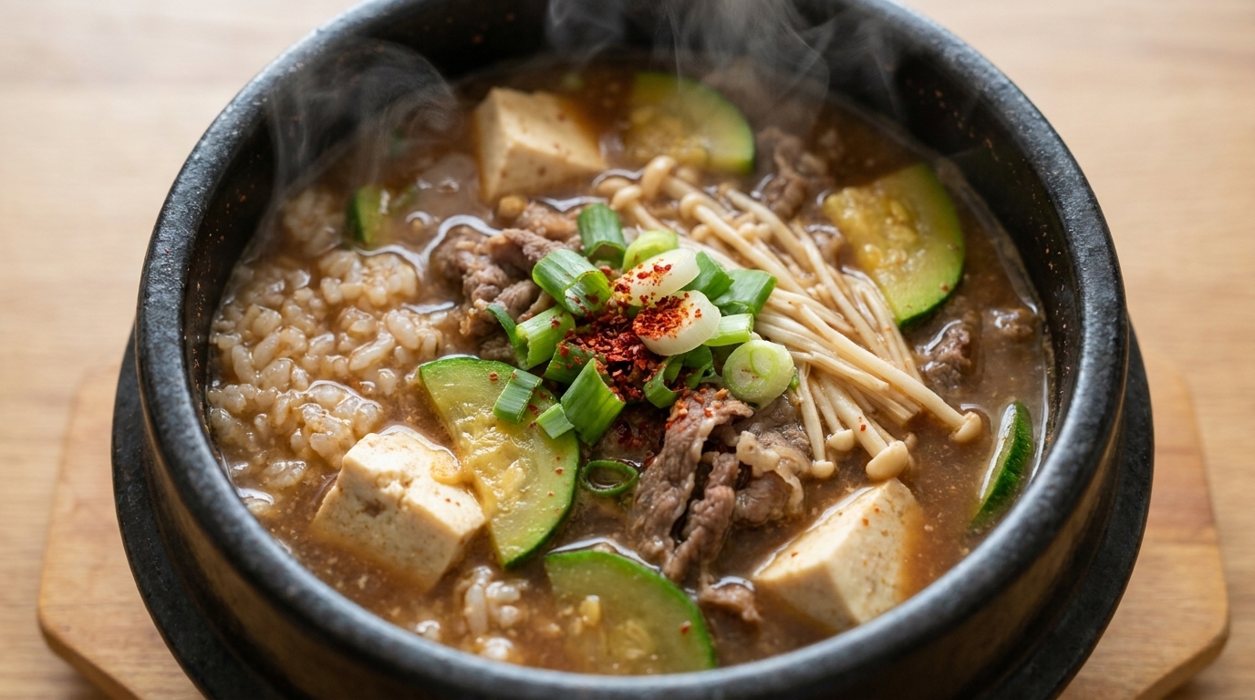 旨味たっぷり！韓国風牛バラ肉の味噌チゲ雑炊（テンジャンチゲパプ）