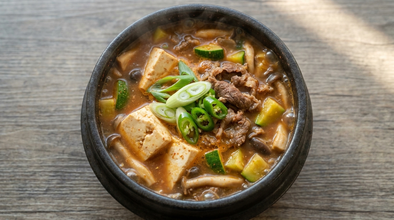 本格韓国料理：テンジャンチゲ（韓国味噌チゲ）