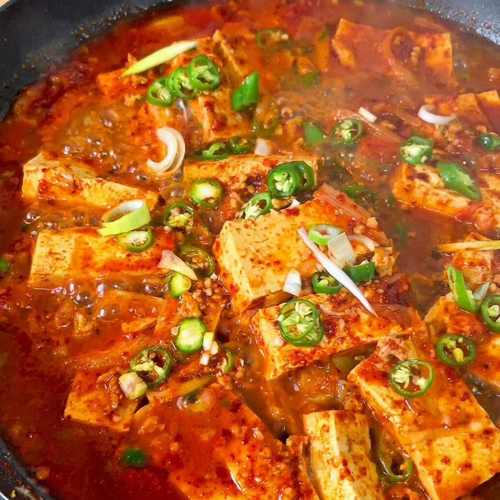 フライパンでひき肉とネギを炒め合わせている様子。