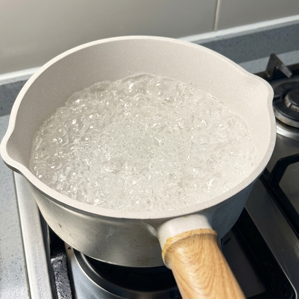 麺を茹でる鍋の様子