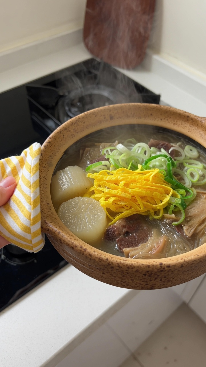 簡単炊飯器で作る韓国風牛骨スープ