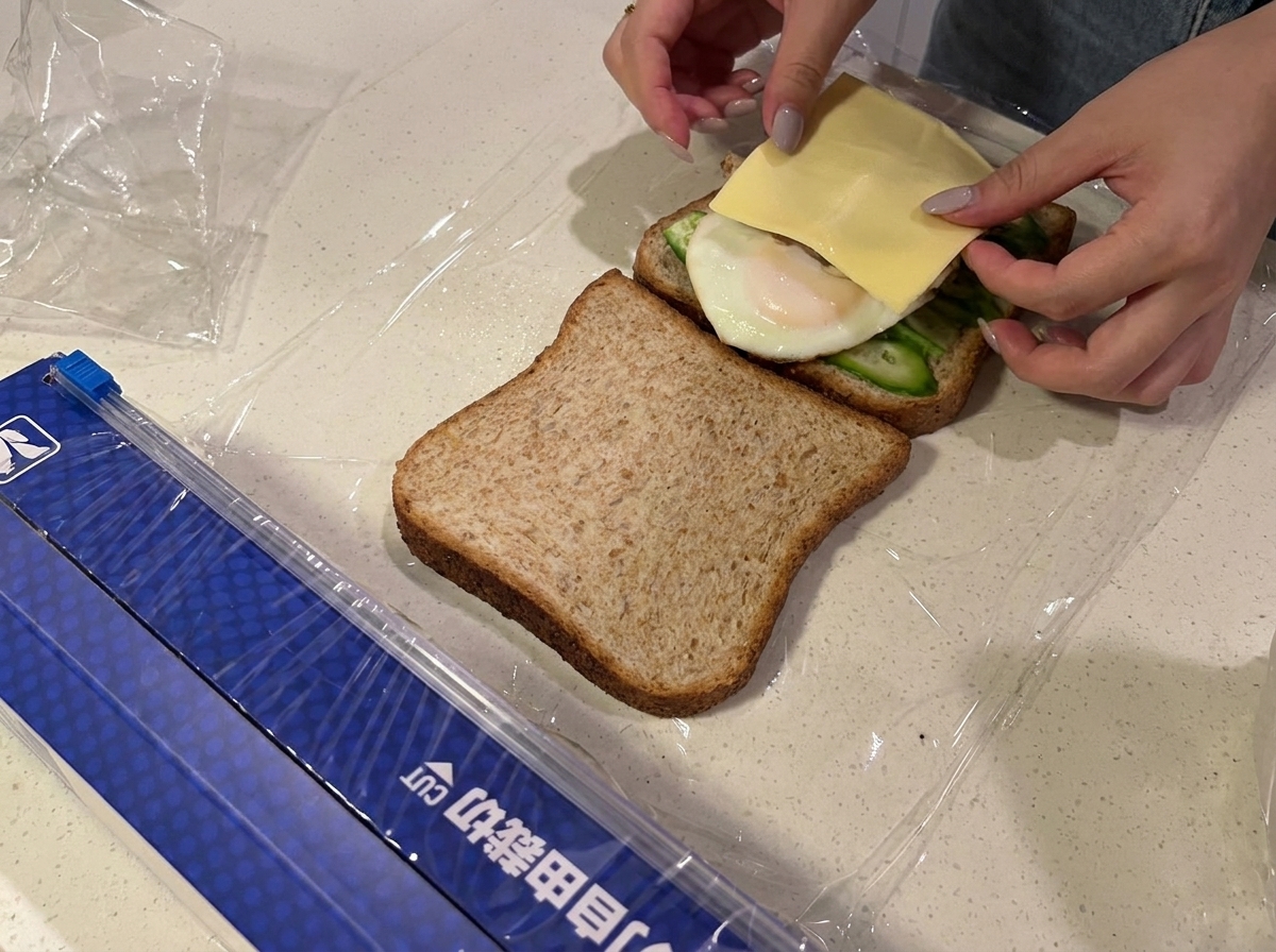 サンドイッチのチーズの層の上にきれいに並べられた新鮮なスライストマト。